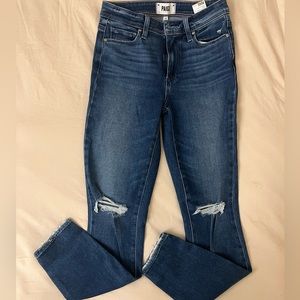 Paige Ripped Skinny Jeans, Dark Wash, Size 25